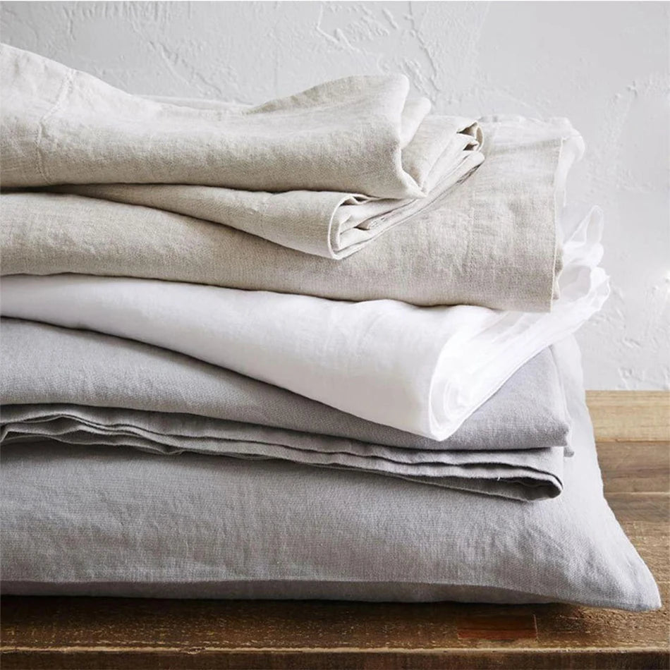 100% Linen Bed Duvet Cover Stone Washed France Linen Solid Color Breathable Pillowcase Home Textiles Bedding