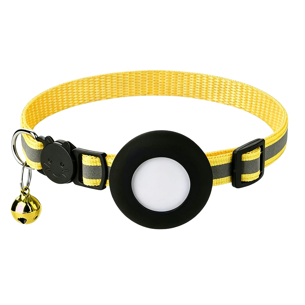 Airtag Cat Collar, Reflective Breakaway Safety Buckle with Bell, Adjustable Anti-Lost GPS Collar Holder for Kittens Puppies