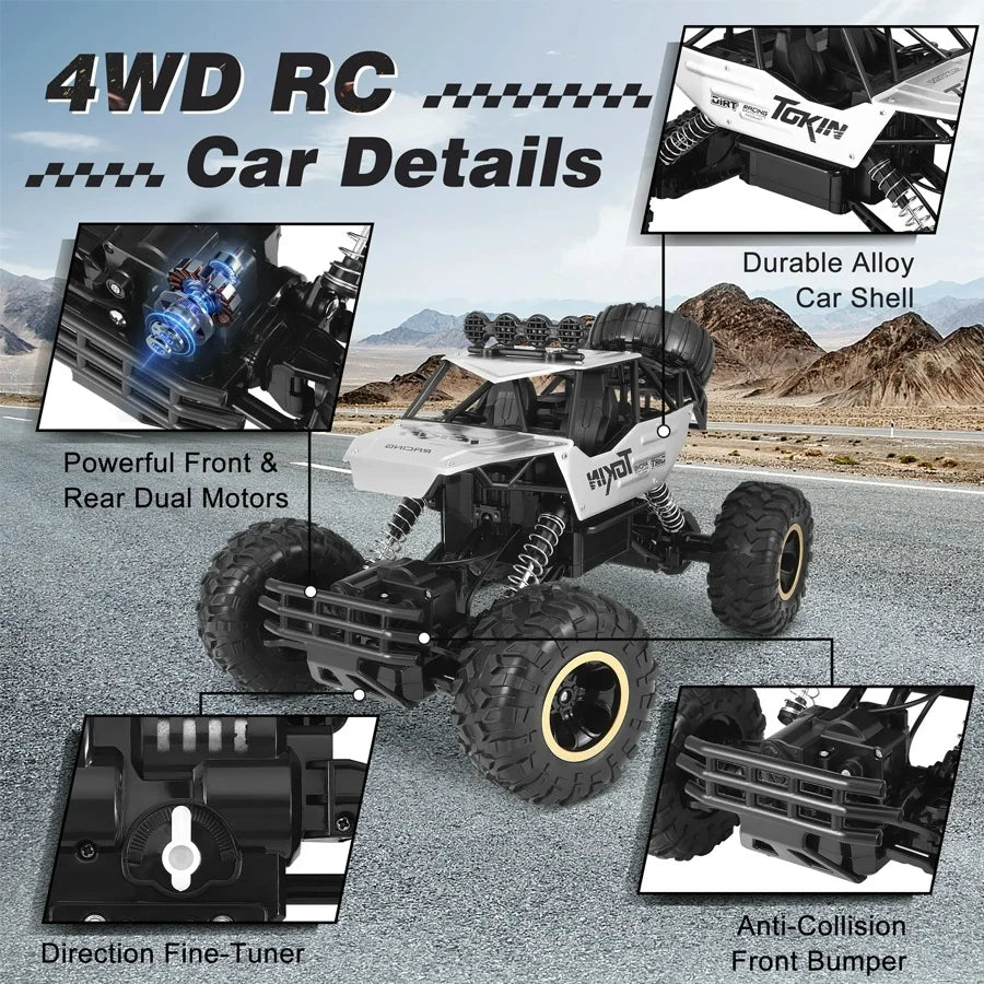 4WD Remote Control Car With Led Lights 2.4G Radio RC Cars - Off-Road Gifts