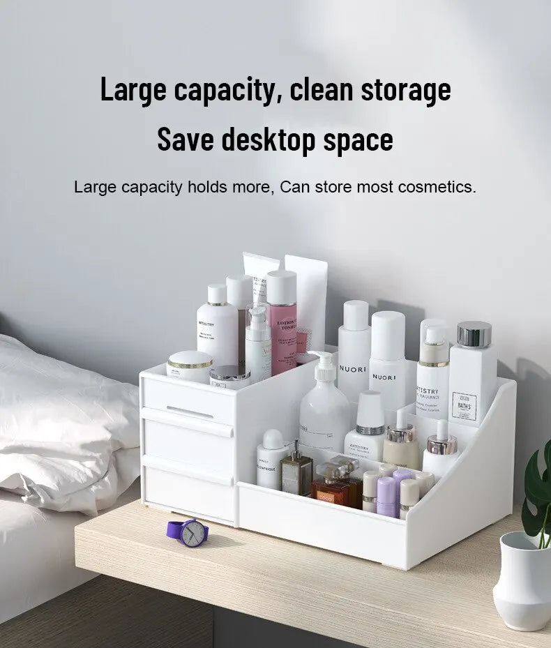1pc White New Drawer Makeup Storage Box - Dormitory Finishing Plastic Shelf