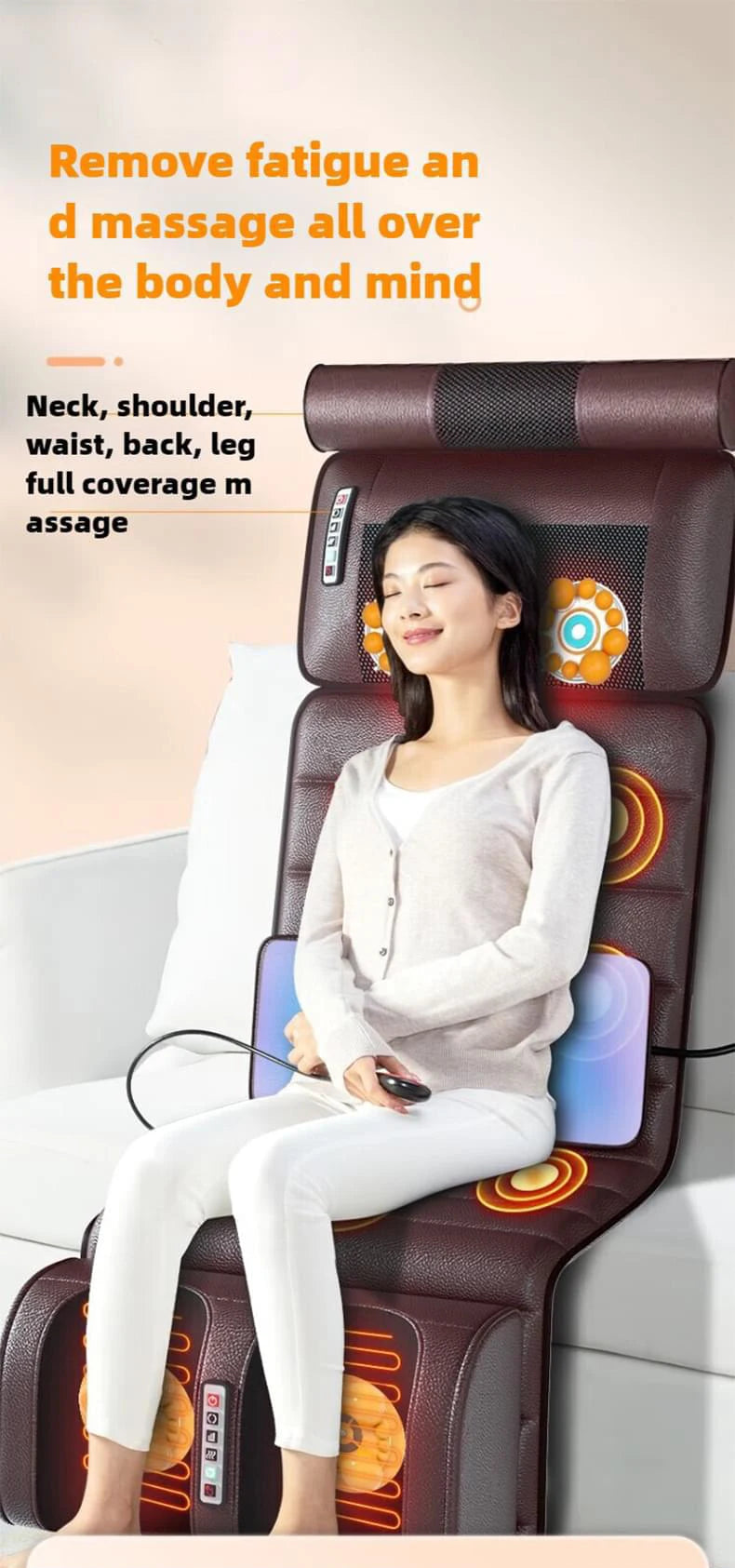 Electric Full Body Massage Mattress With Heating Hand Control Shoulder Neck Waist Airbag Back Kneading Vibration Massage Cushion