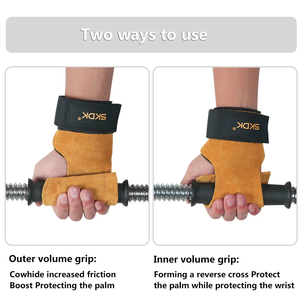 Gym Grips Cowhide Palm Guards Weightlifting Gloves - Unisex
