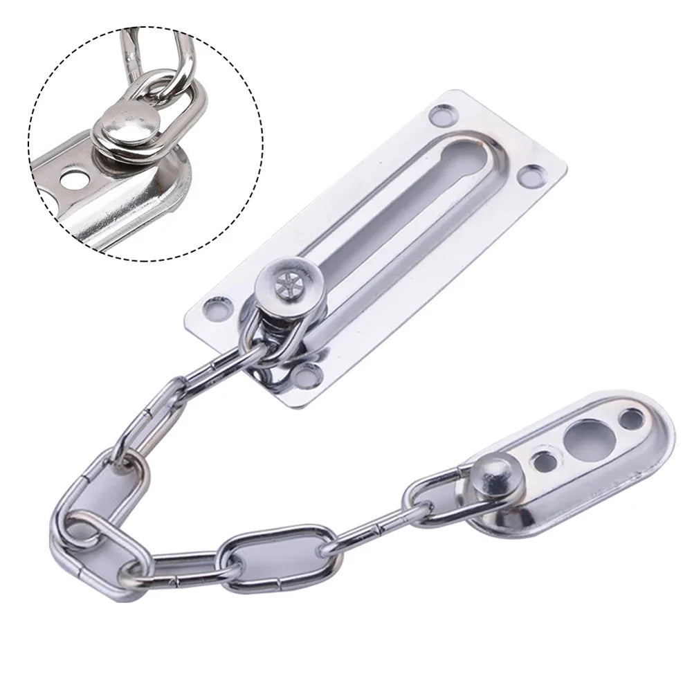 Security Door Chain Latch Stainless - Steel Silver Sliding Fastener Lock
