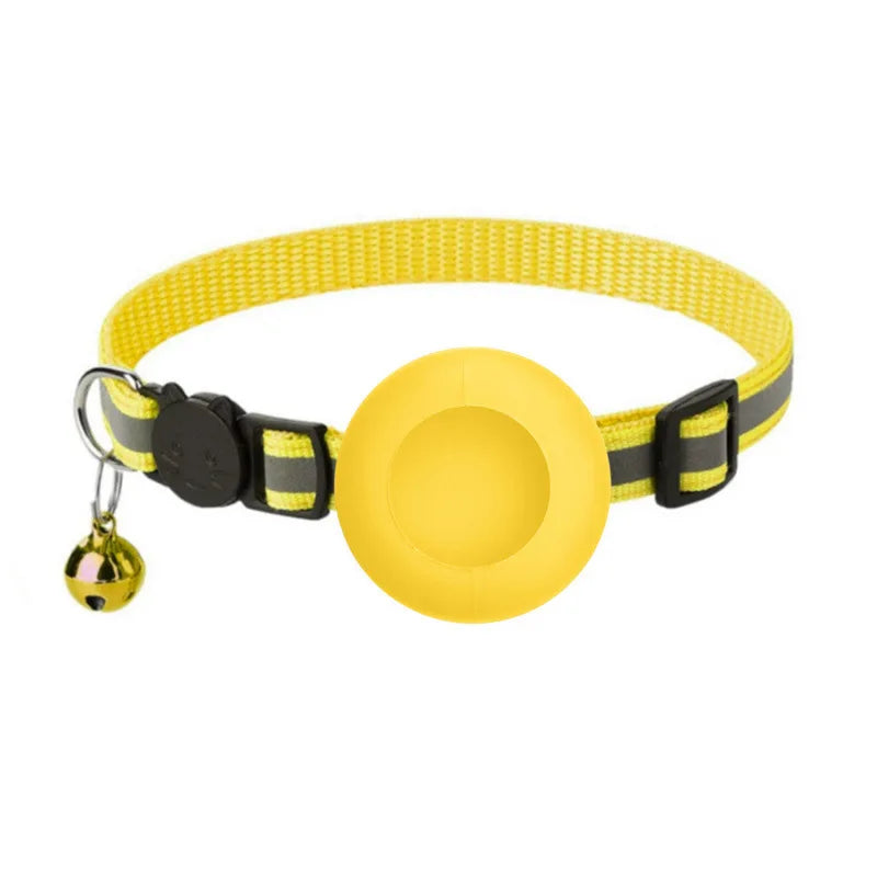 Airtag Cat Collar, Reflective Breakaway Safety Buckle with Bell, Adjustable Anti-Lost GPS Collar Holder for Kittens Puppies