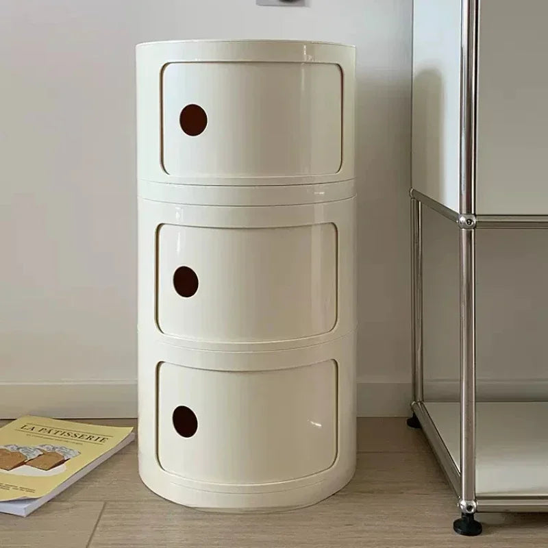Creative Plastic Bedside Table - Modern Minimalist Round Storage Cabinet