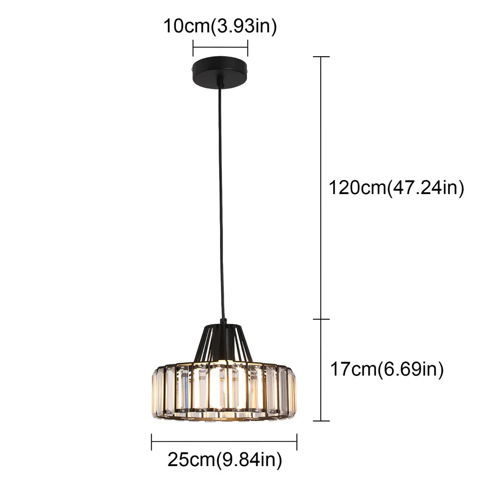 Crystal Pendant Light Modern Chandelier E27/E26 Bulb Luxury Hanging Ceiling Lamp Home Lustre Fixture Dining Table Kitchen Island