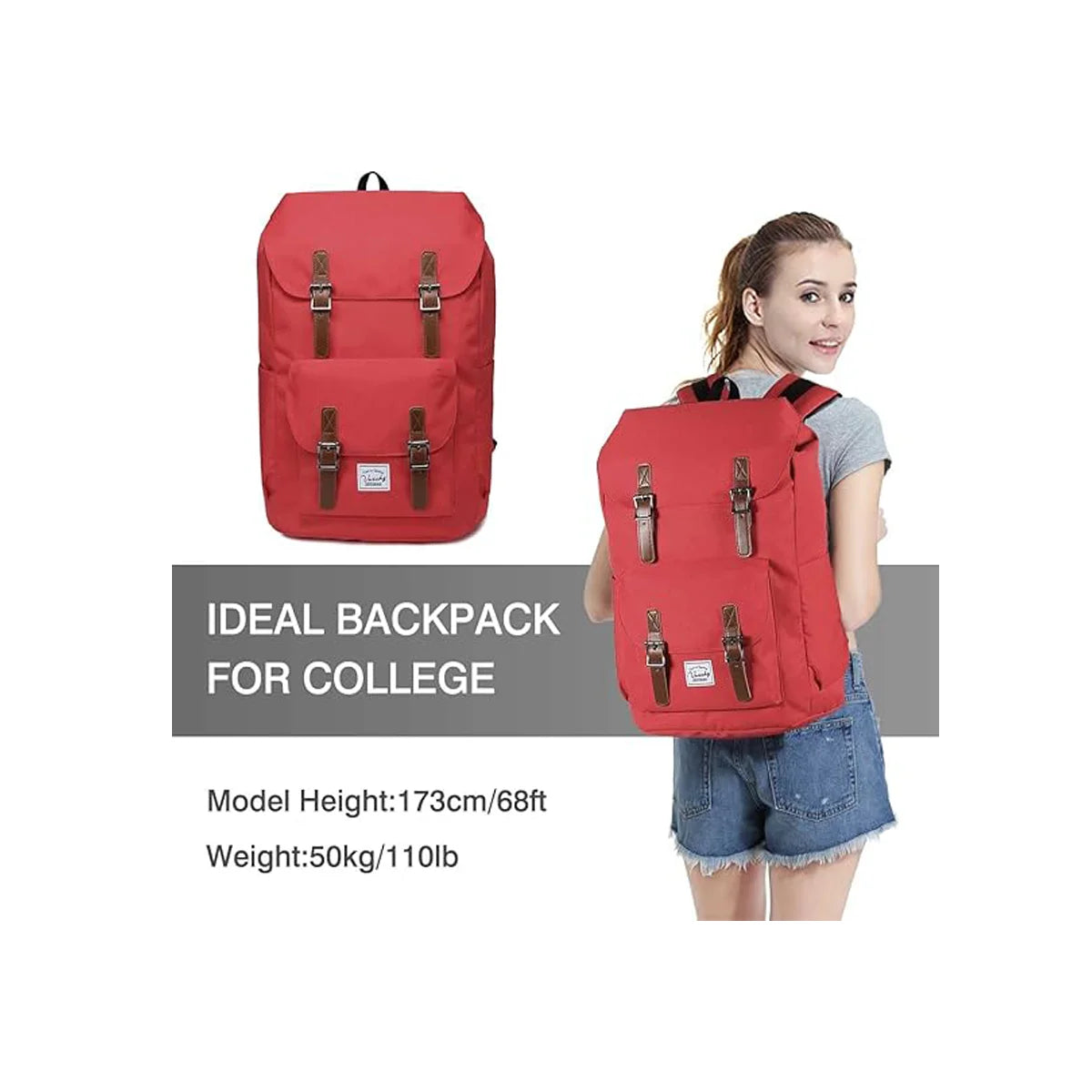Unisex Vintage Backpack 26L Large Capacity School Rucksack for Men And Women Water Resistant 15.6inch Laptop Compartment Casual Travel Bag