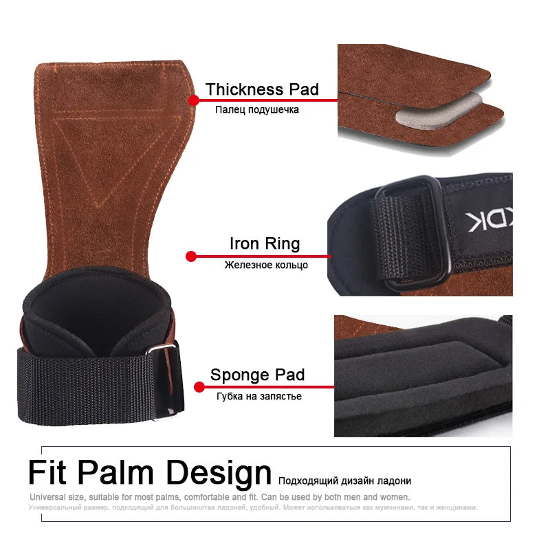 Gym Grips Cowhide Palm Guards Weightlifting Gloves - Unisex