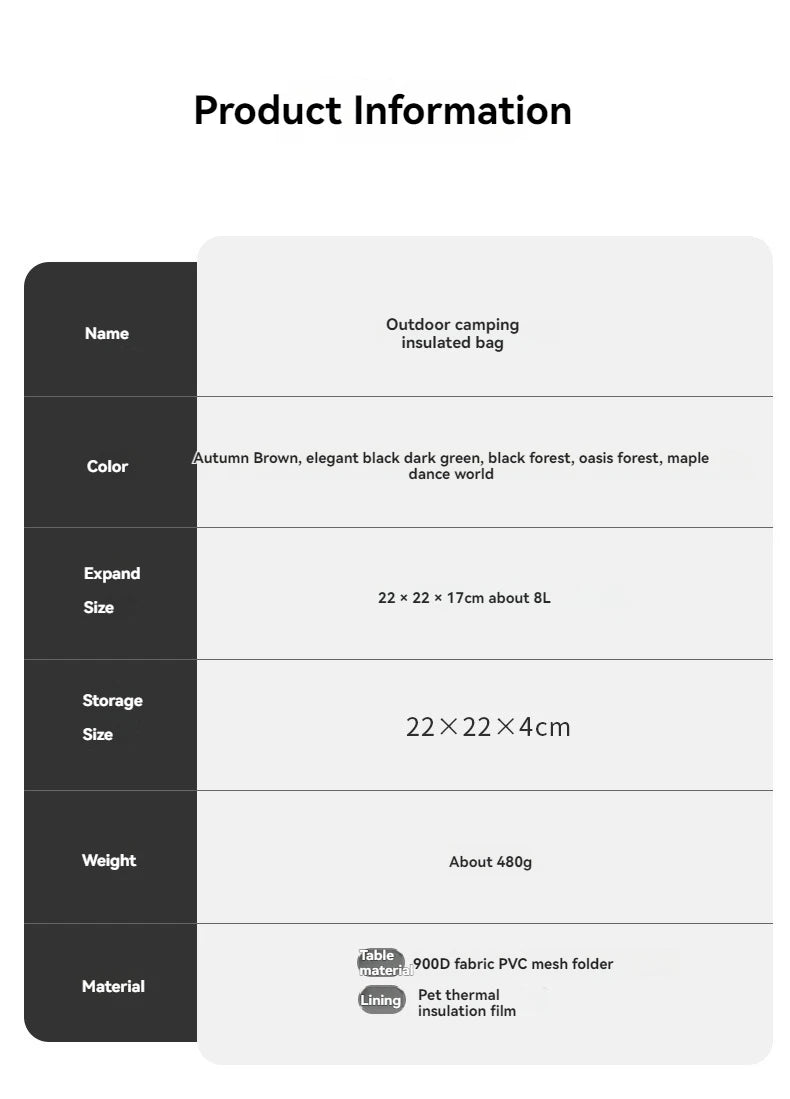 Large Picnic lce Bag 900D Cloth Camping Travel Organizer Waterproof Thermal Lunch Box for Camping BBQ Family Outdoor Activities