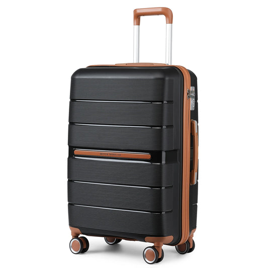 British Traveller Lightweight Hard Shell Luggage Set with TSA Lock, Spinner Wheels, 20" 24" 28" Travel Suitcases,Black