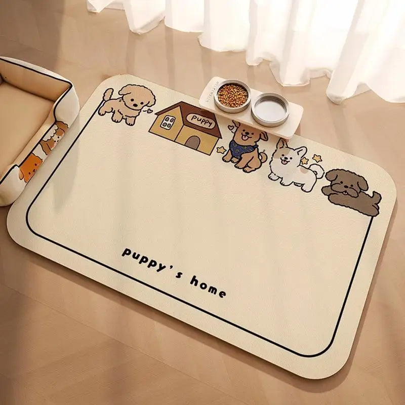 Pet Feeding Mat For Cat Dog - Waterproof Quick-drying Food Water Bowl Placemat - Home Floor Protection & Anti-spill