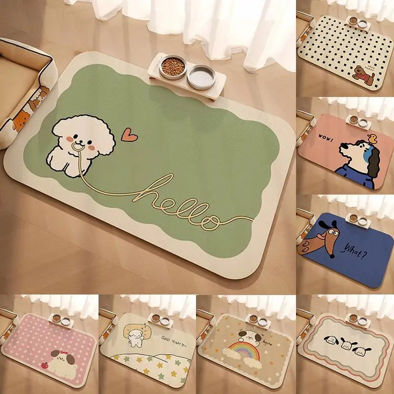 Pet Feeding Mat For Cat Dog - Waterproof Quick-drying Food Water Bowl Placemat - Home Floor Protection & Anti-spill