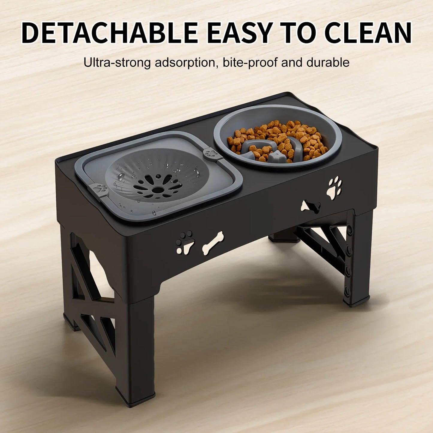 Pet Slow Feeder Bowl - Anti-Tip Design, Foldable for Travel - Dog/Cat Food Bowl