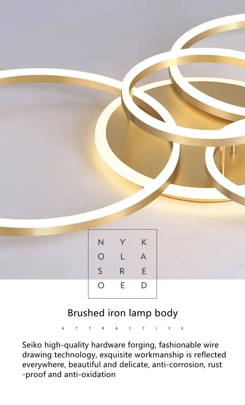 Modern LED Chandelier Ceiling Light - Round Ring Lustre