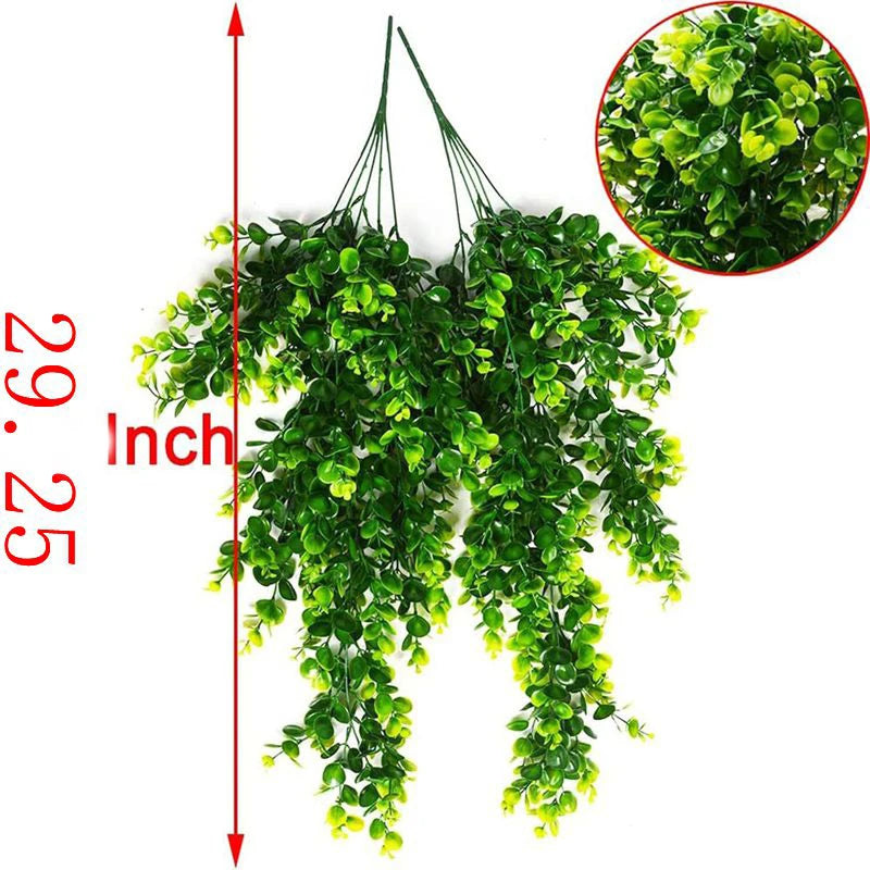 Green Artificial Eucalyptus Vine Wall Hanging Fake Plants Vine for Home Room Decor Garden Wedding Decoration Outdoor Ornament