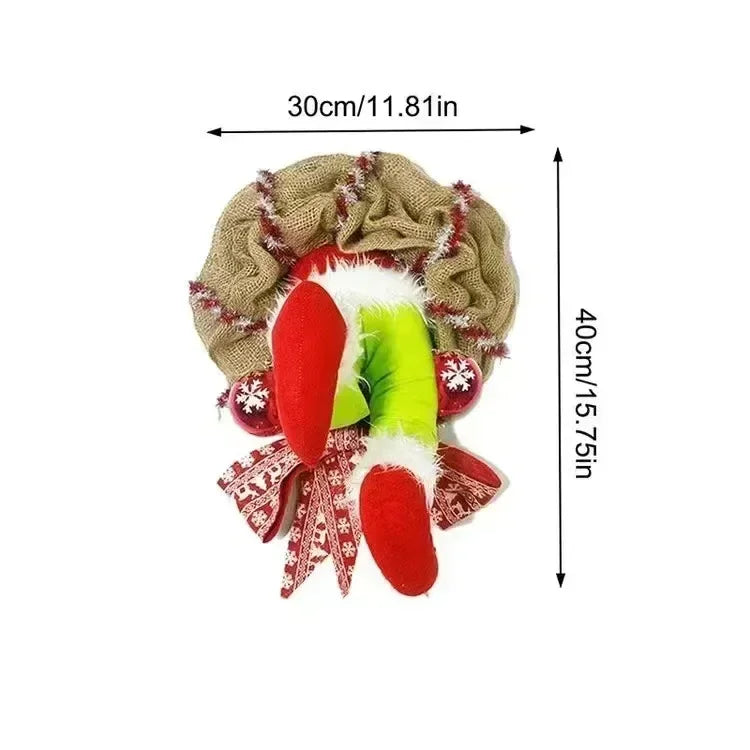 Grinch Leg Wreath Door Hanging - Creative Christmas Décor Plush "The Christmas Thief"