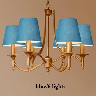 Modern Bronze Metal Led Chandelier Lighting Living Room Decor Led Pendant Chandeliers Lamp Fabric Hanging Light Fixture Lamparas