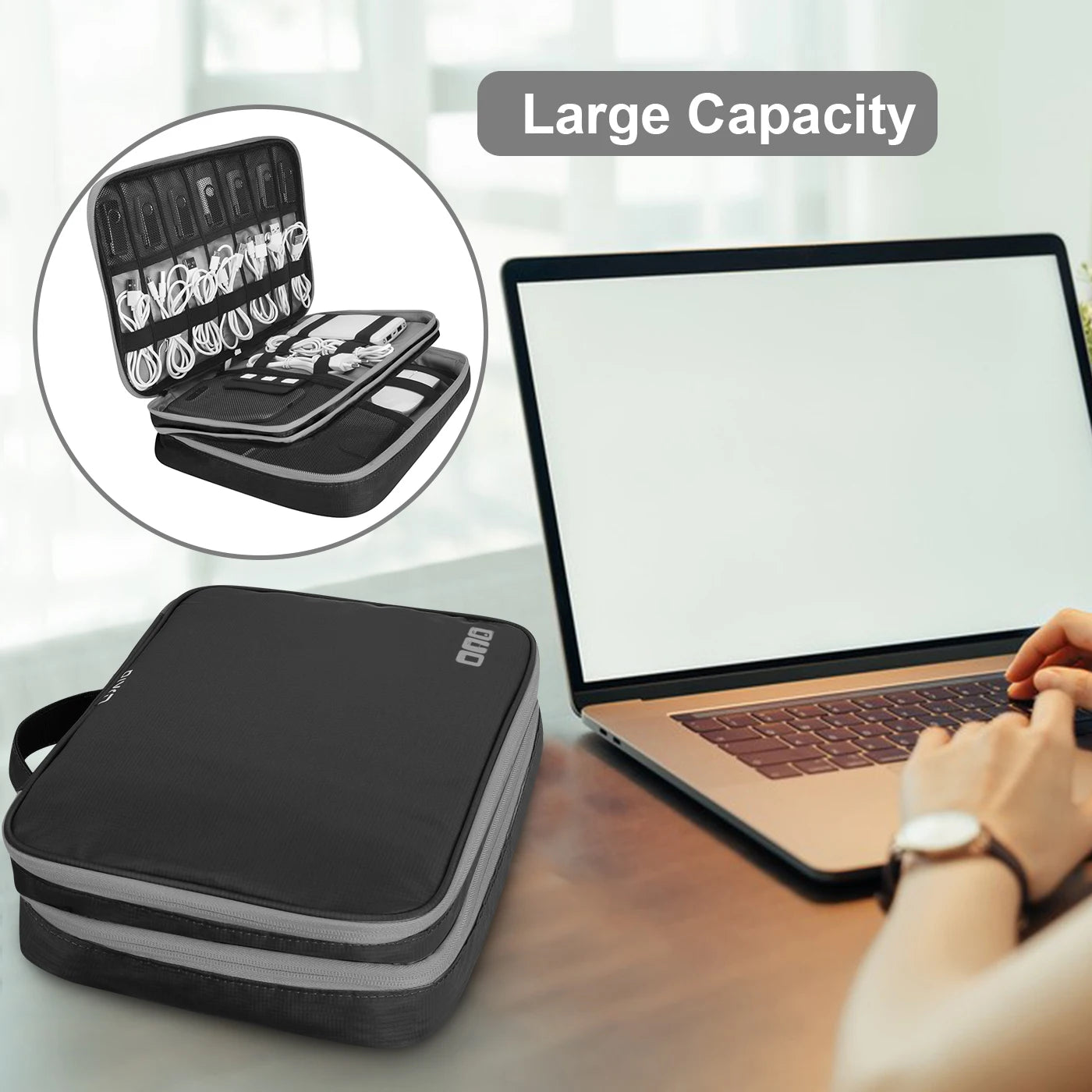 Portable Electronic Accessories Travel case,Cable Organizer Bag Gadget Carry Bag for iPad,Cables,Power,USB Flash Drive, Charger