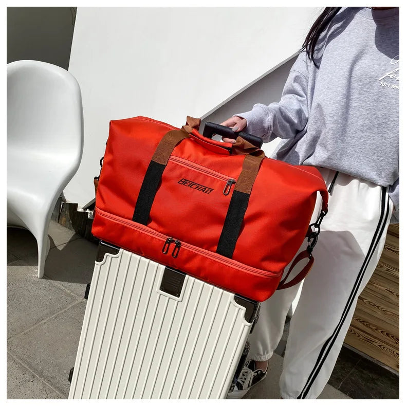 Large Capacity Travel Gym Bag Short-distance Luggage Portable Fitness Bags Shoulder Crossbody Handbags Men's Sports Waterproof B