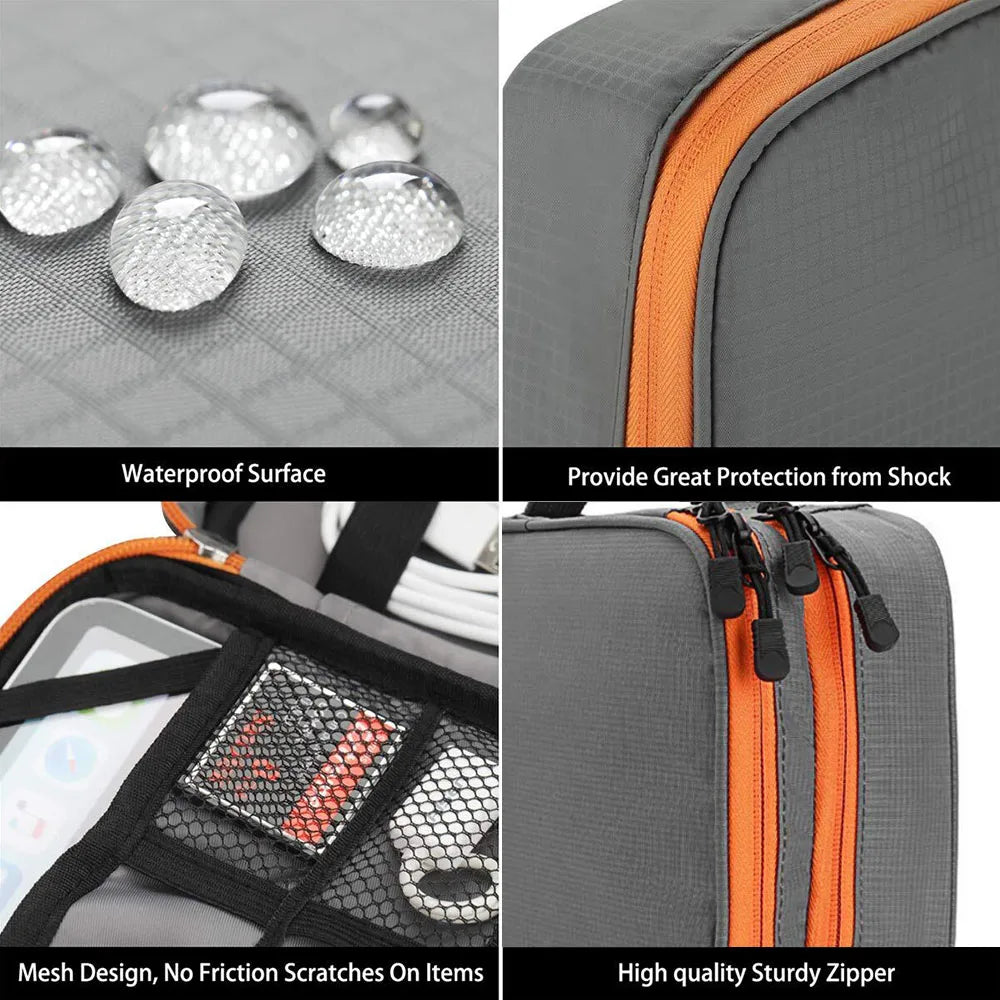Portable Electronic Accessories Travel case,Cable Organizer Bag Gadget Carry Bag for iPad,Cables,Power,USB Flash Drive, Charger