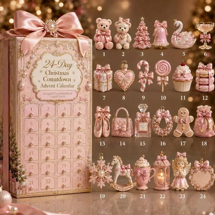 24-Day Mini Christmas Brick Ornament Advent Calendar,2D Acrylic Christmas Tree Backpack Pendant Holiday Countdown Gift