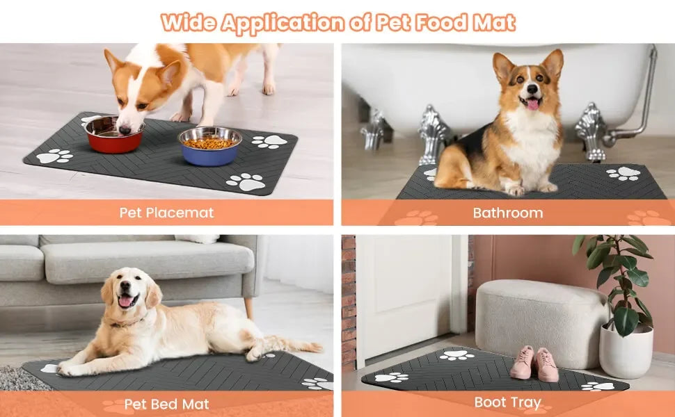Absorbent Pet Feeding Mat, Waterproof Placemat for Dog & Cat Food & Water Bowls