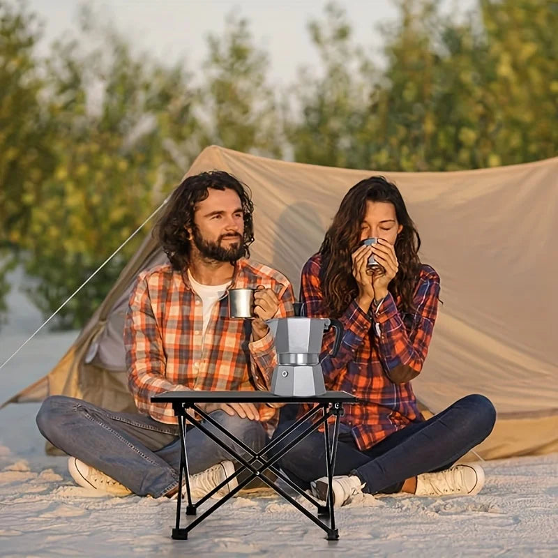 Portable Folding Stainless Steel Camping Side Table Multifunctional Beach Picnic Table for Outdoor BBQ Hiking Boating Cooking
