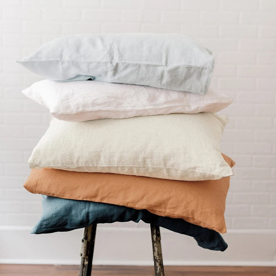 100% Linen Bed Duvet Cover Stone Washed France Linen Solid Color Breathable Pillowcase Home Textiles Bedding