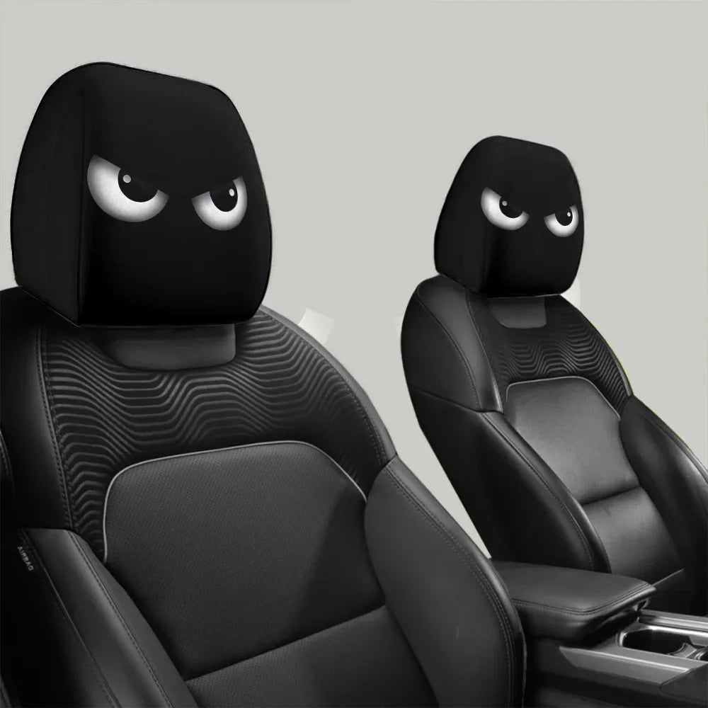 2PCS Funny Slanted Eyes Car Headrest Covers for Halloween or seasonal parties