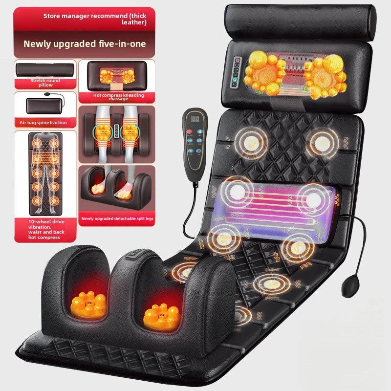 Electric Full Body Massage Mattress With Heating Hand Control Shoulder Neck Waist Airbag Back Kneading Vibration Massage Cushion