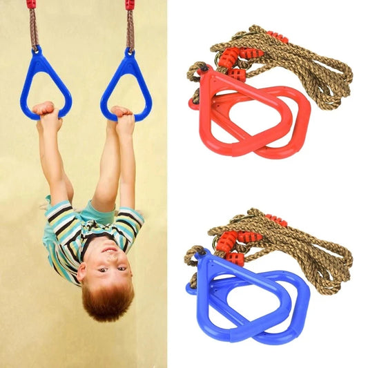 Kids Hanging Gymnastic Rings Indoor Outdoor Playground Swing