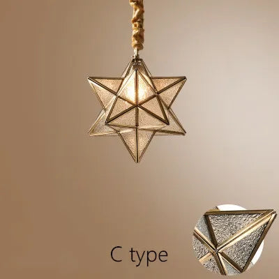 Simple Bedroom Creative Personality Glass/copper Star Chandelier Lamps