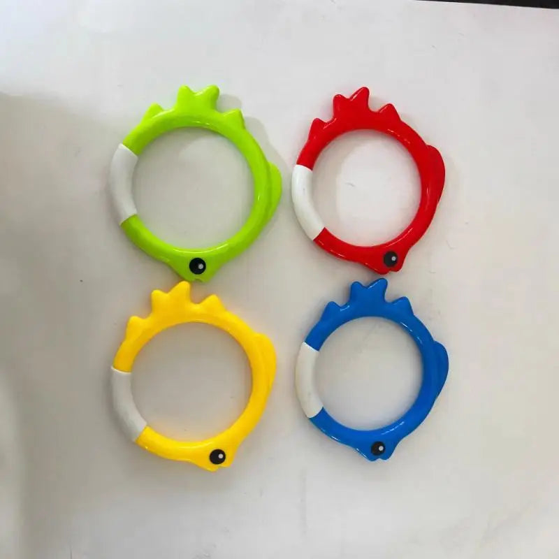 4Pcs Underwater Swim Training Gear With Fish-Shaped Retrieval Rings Diving Rings Set Floatable PVC Pool Toys For Adults/Kids