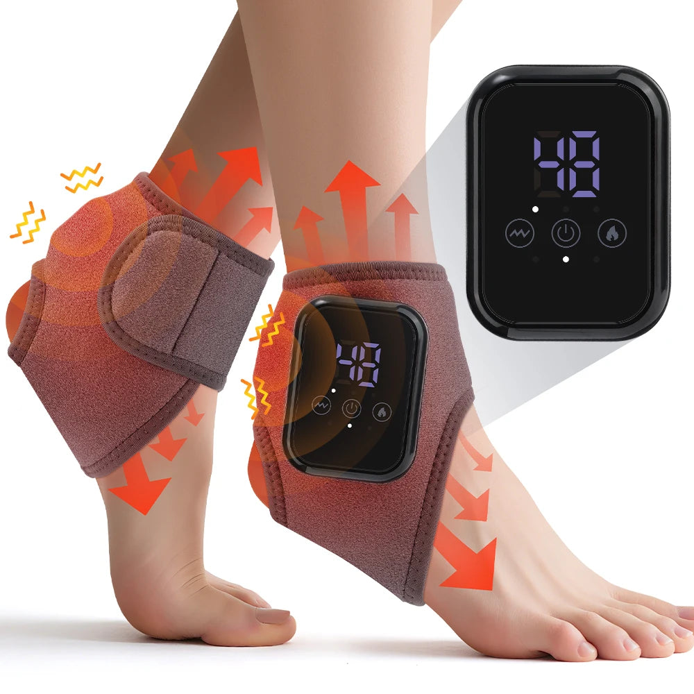 1 Pair Foot Ankle Brace Belt 3 Levels Adjustable Hot Compress Vibration Massage Foot Ankle Guard Band Carpal Tunnel Foot Protect