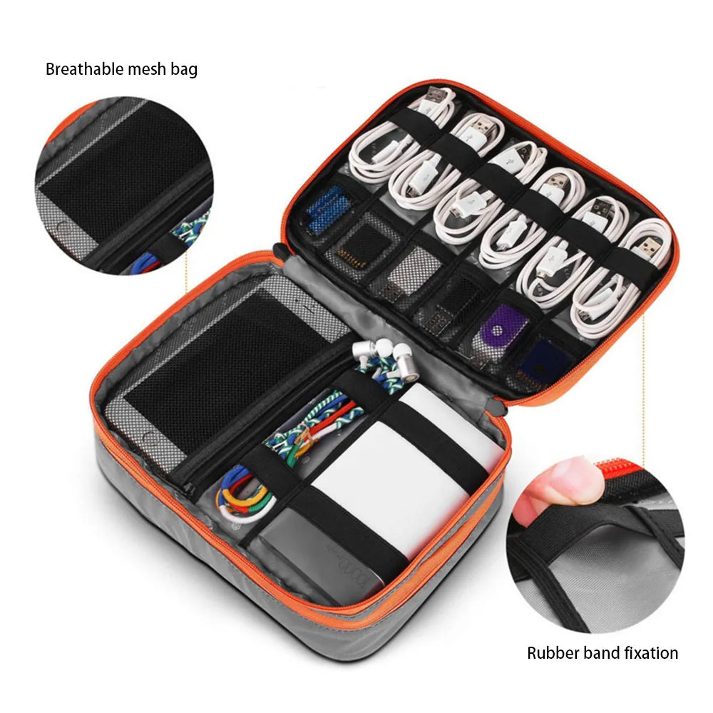Portable Electronic Accessories Travel case,Cable Organizer Bag Gadget Carry Bag for iPad,Cables,Power,USB Flash Drive, Charger