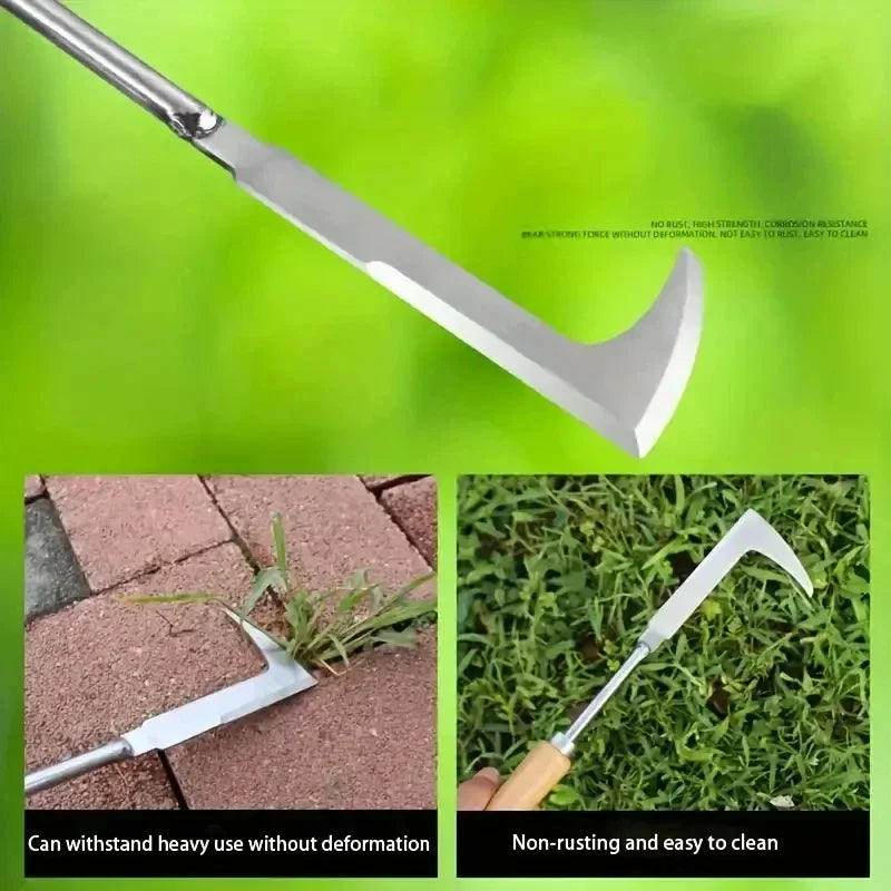 Manual Weeding Machine Set: Mower Sickle + Road Crack Weeding Tool + Garden Hand Shovel - Heavy Duty Carbon Steel for Outdoor &