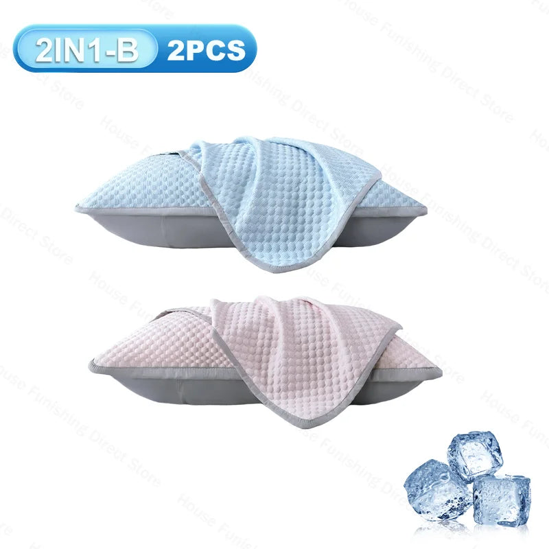 Ice Silk Cooling Pillowcase New 2/1PC Breathable Summer Bedding Washable Pillow Cover 48x74cm Sleepers Air Conditioning Comfort