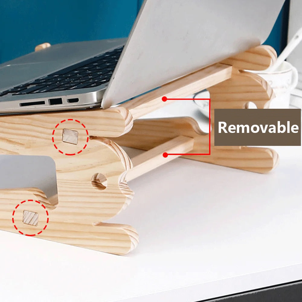 Solid Wood Laptop Stand Removable Vertical Bracket Cooling Base For Macbook Air Pro Accessories Convenient