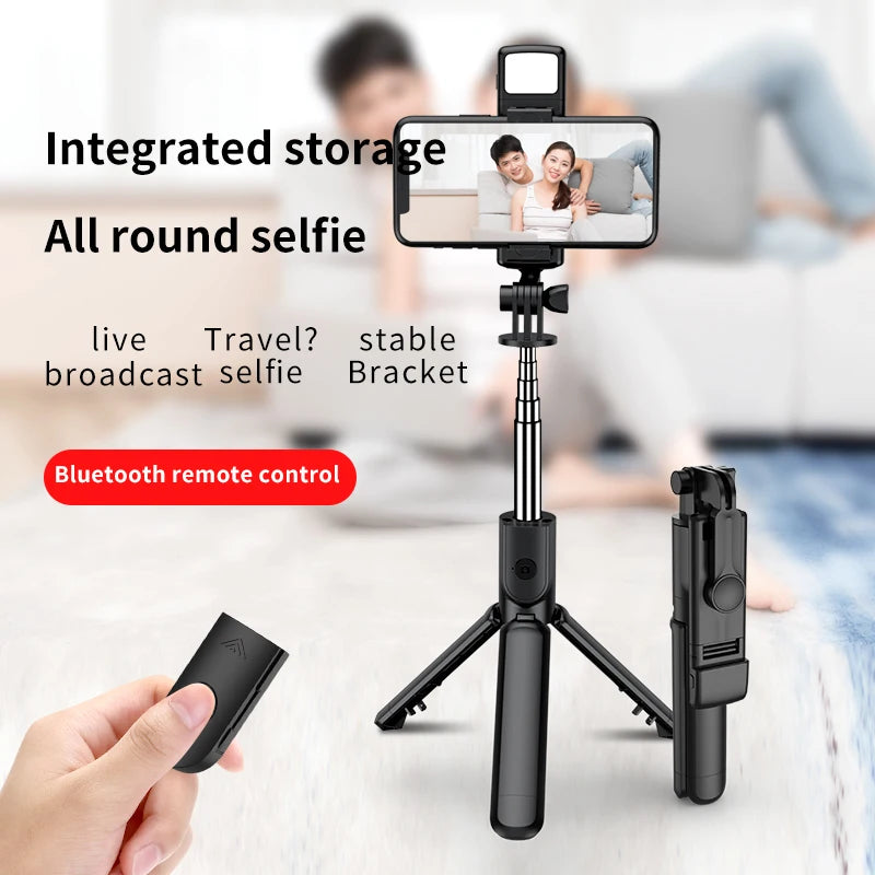 New Tripod for Smartphone Camera, Stand with Bluetooth Shutter and Light, Wireless Selfie Stick Brackets with Phone Holde