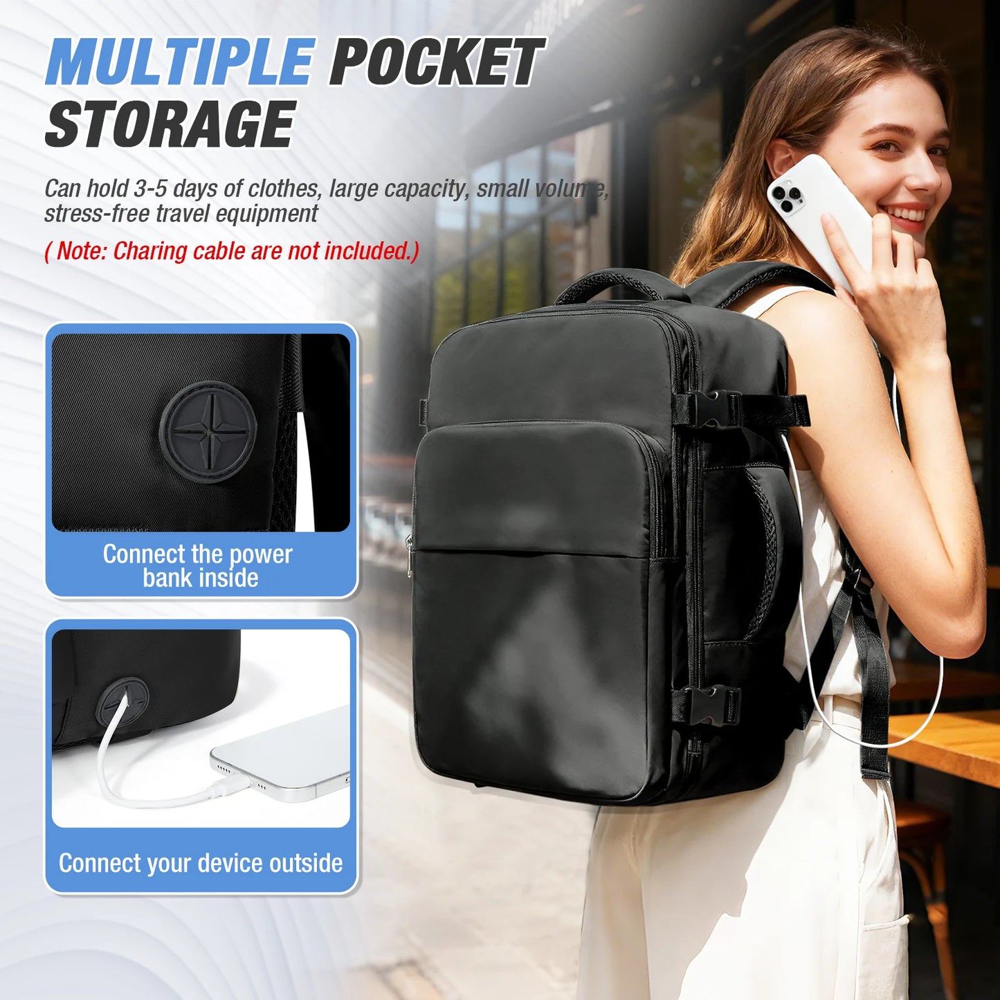 Cabin Luggage 40x30x20 Bag, Men's Backpack Large Capacity Multi-Pocket Travel Backpack, Airplane Backpack Men's Laptop Backpack