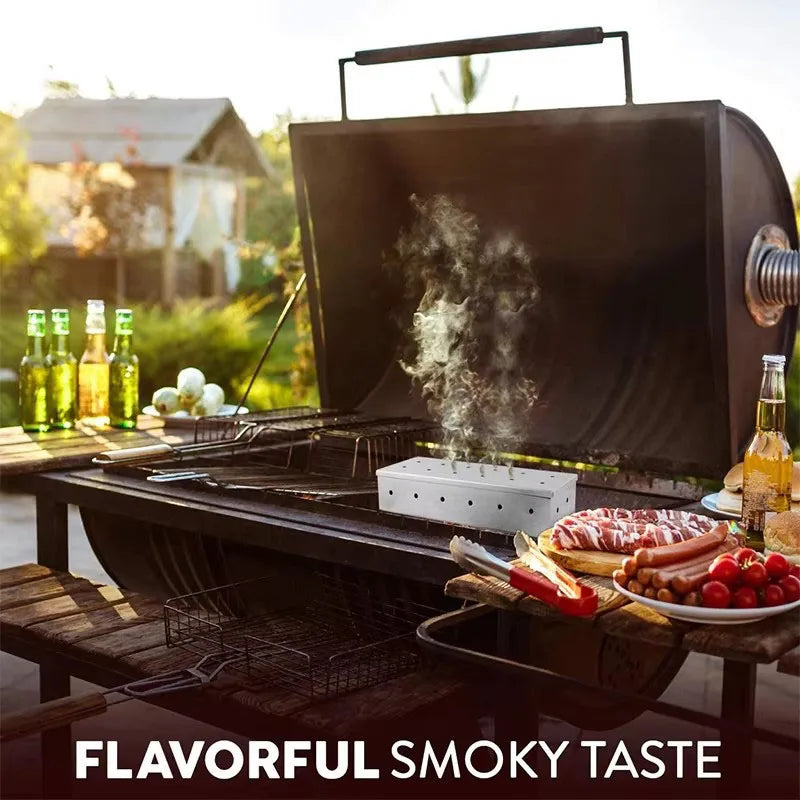 Smoker Box for Wood Chips Stainless Steel Bbq Grilling Accessories Won't Warp On Gas Grill or Charcoal Grill