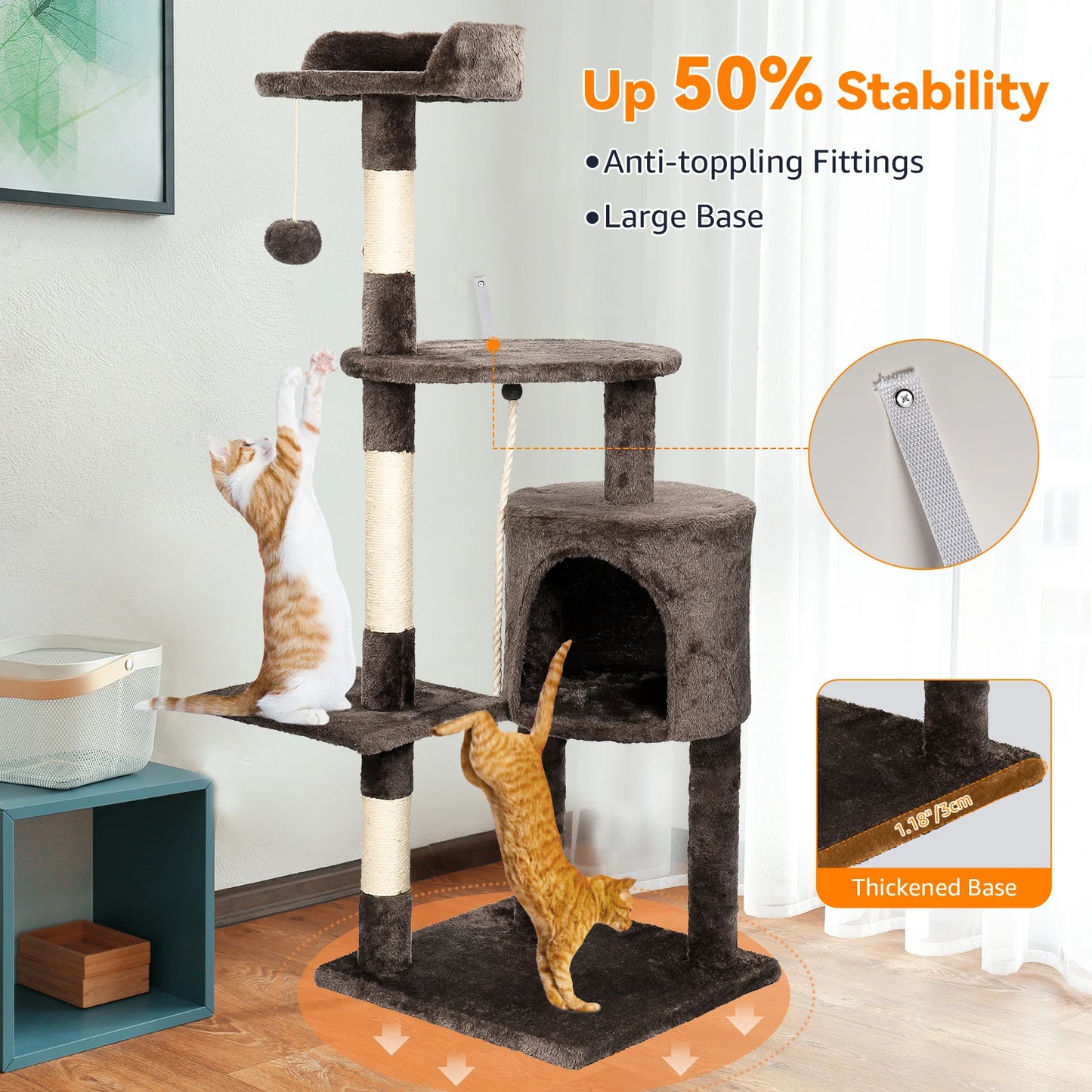 SKSBTF Cat Trees Tower Cat Climbing Frame For Indoor Cats With Scratching Posts Cat House Padded Top Perches and Condos Cat Toys