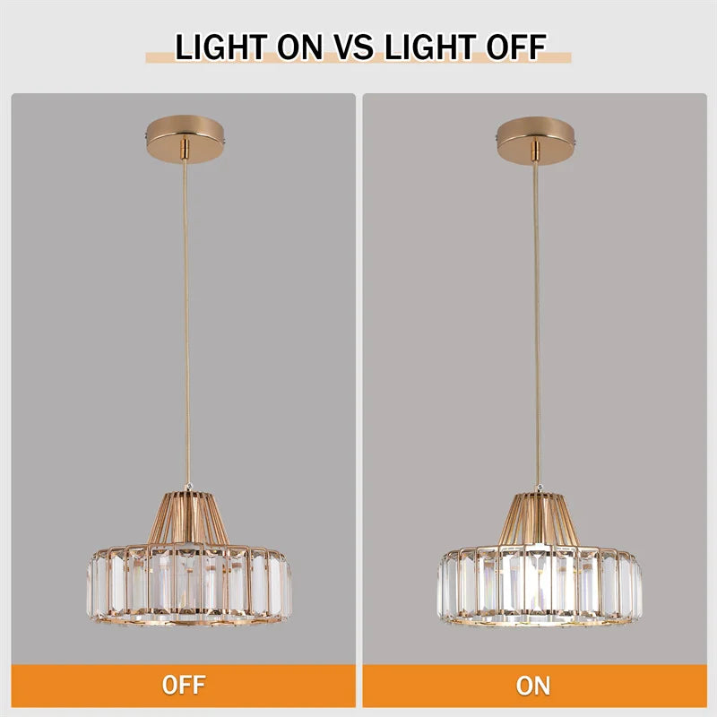 Modern Pendant Light Nordic Crystal Led Chandelier Hanging Ceiling Lamp Luxury Indoor Lustre Dining Room Kitchen Island Fixture