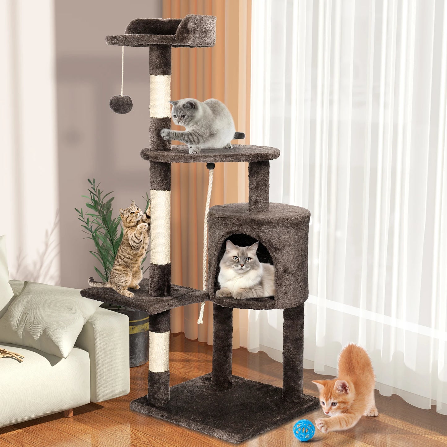 SKSBTF Cat Trees Tower Cat Climbing Frame For Indoor Cats With Scratching Posts Cat House Padded Top Perches and Condos Cat Toys