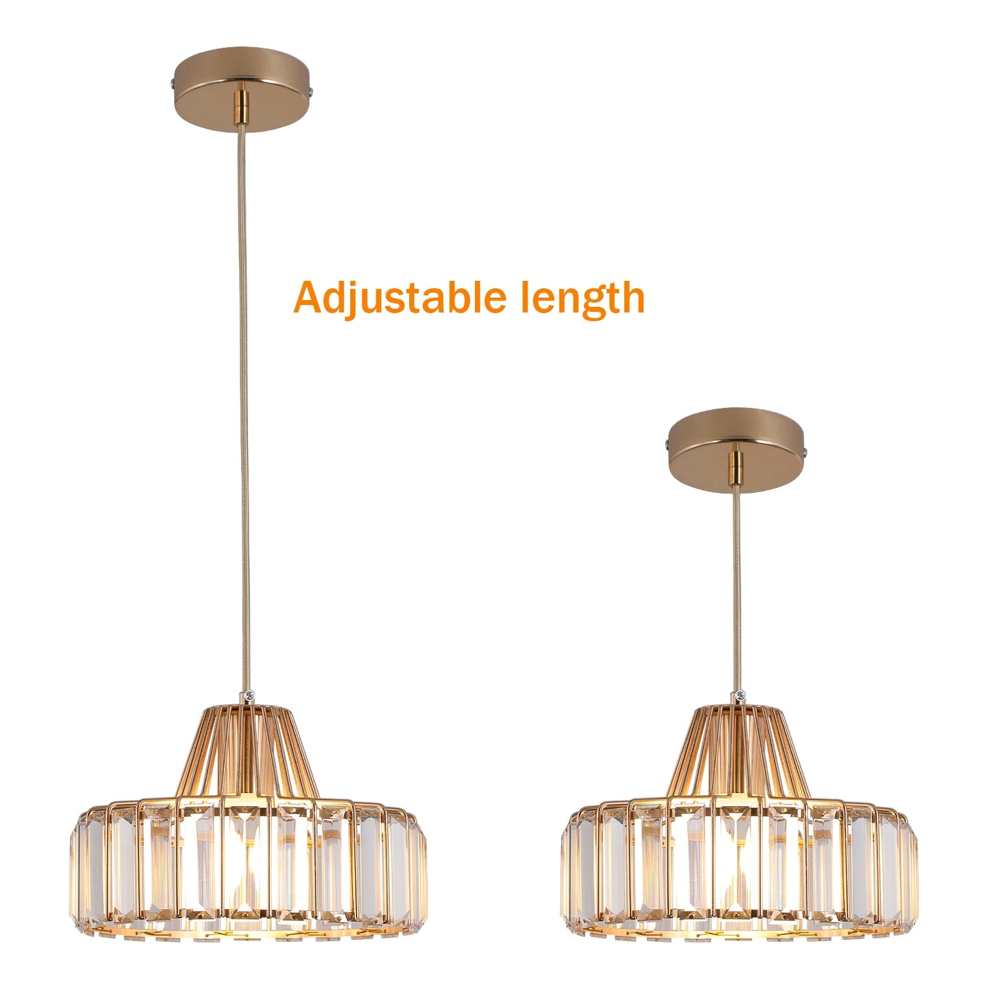 Crystal Pendant Light Modern Chandelier E27/E26 Bulb Luxury Hanging Ceiling Lamp Home Lustre Fixture Dining Table Kitchen Island