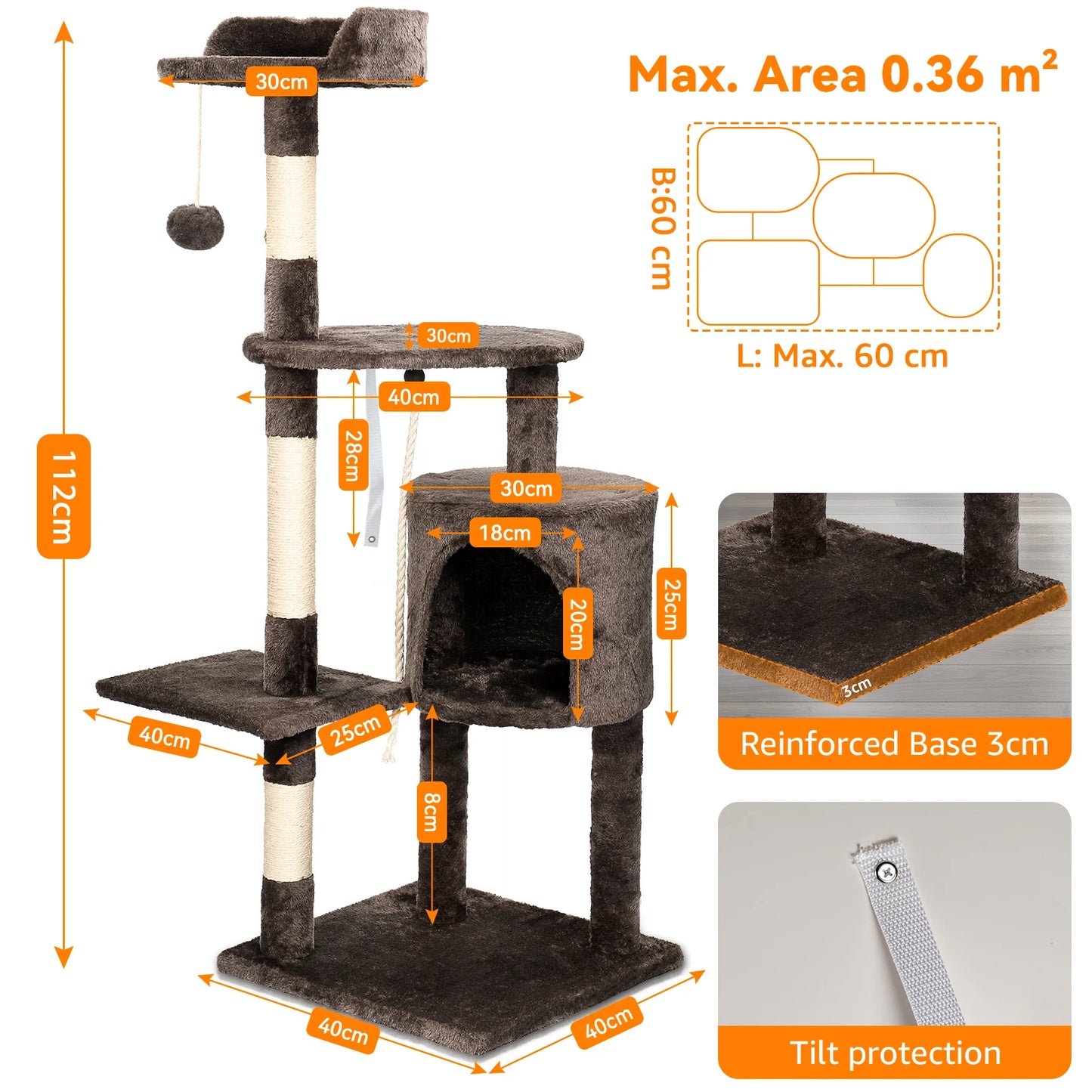 SKSBTF Cat Trees Tower Cat Climbing Frame For Indoor Cats With Scratching Posts Cat House Padded Top Perches and Condos Cat Toys