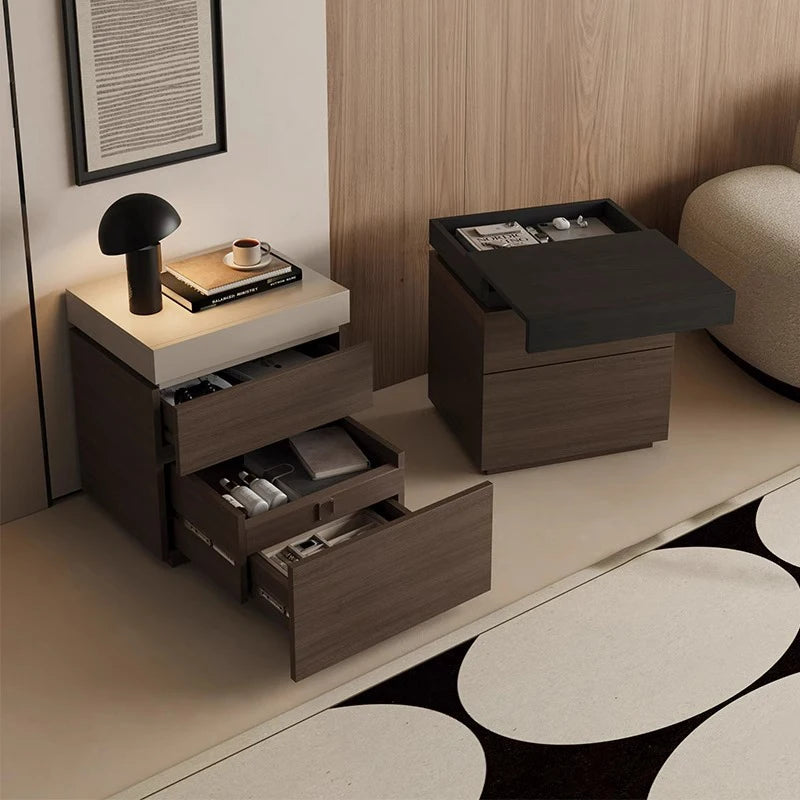 solid wood bedside cabinet multi-functional with hidden compartment