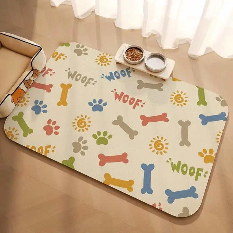 Pet Feeding Mat For Cat Dog - Waterproof Quick-drying Food Water Bowl Placemat - Home Floor Protection & Anti-spill