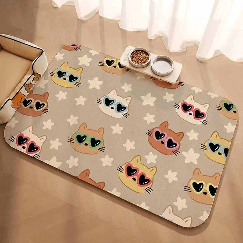Pet Feeding Mat For Cat Dog - Waterproof Quick-drying Food Water Bowl Placemat - Home Floor Protection & Anti-spill