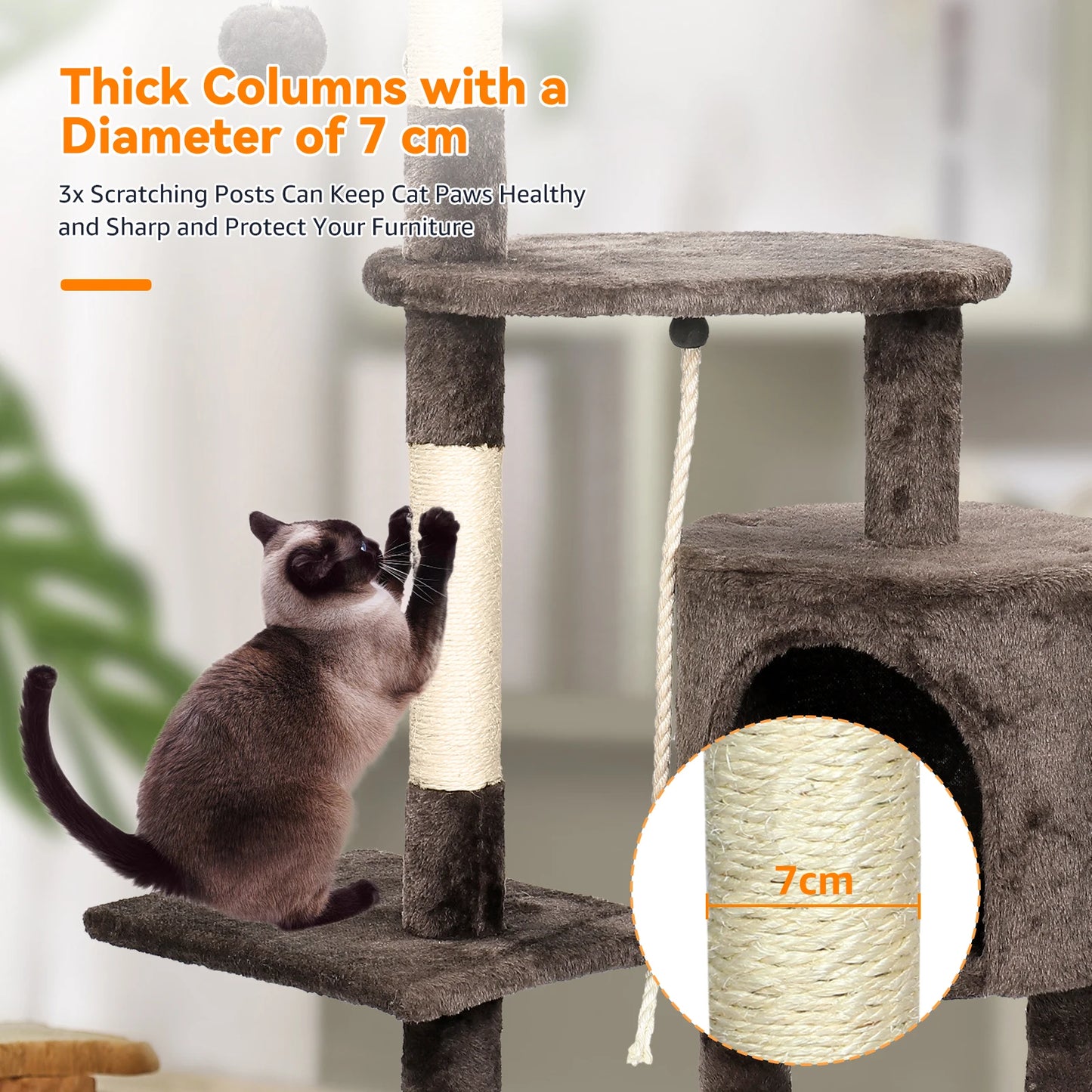 SKSBTF Cat Trees Tower Cat Climbing Frame For Indoor Cats With Scratching Posts Cat House Padded Top Perches and Condos Cat Toys